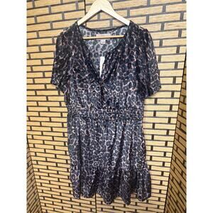 French Connection Tan Leopard Print Velour Dress Size Large